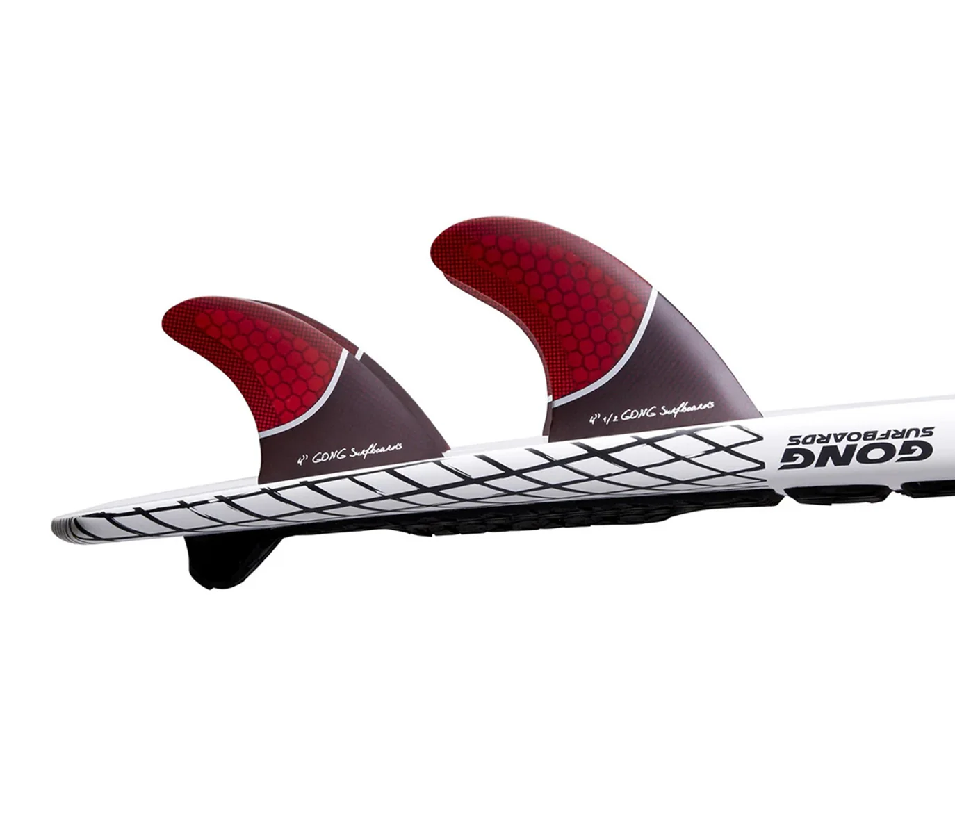 GONG | Fin Set Side Or Quad Rear Red Honeycomb 100mm 4" - Image 4